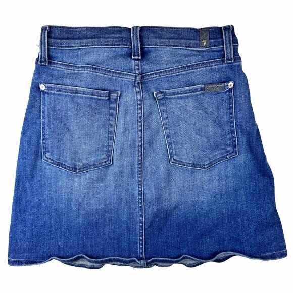 7 For All Mankind Womens Blue Denim Stretch Mini Skirt 26 Casual Wear Y2K Style - Picture 9 of 9